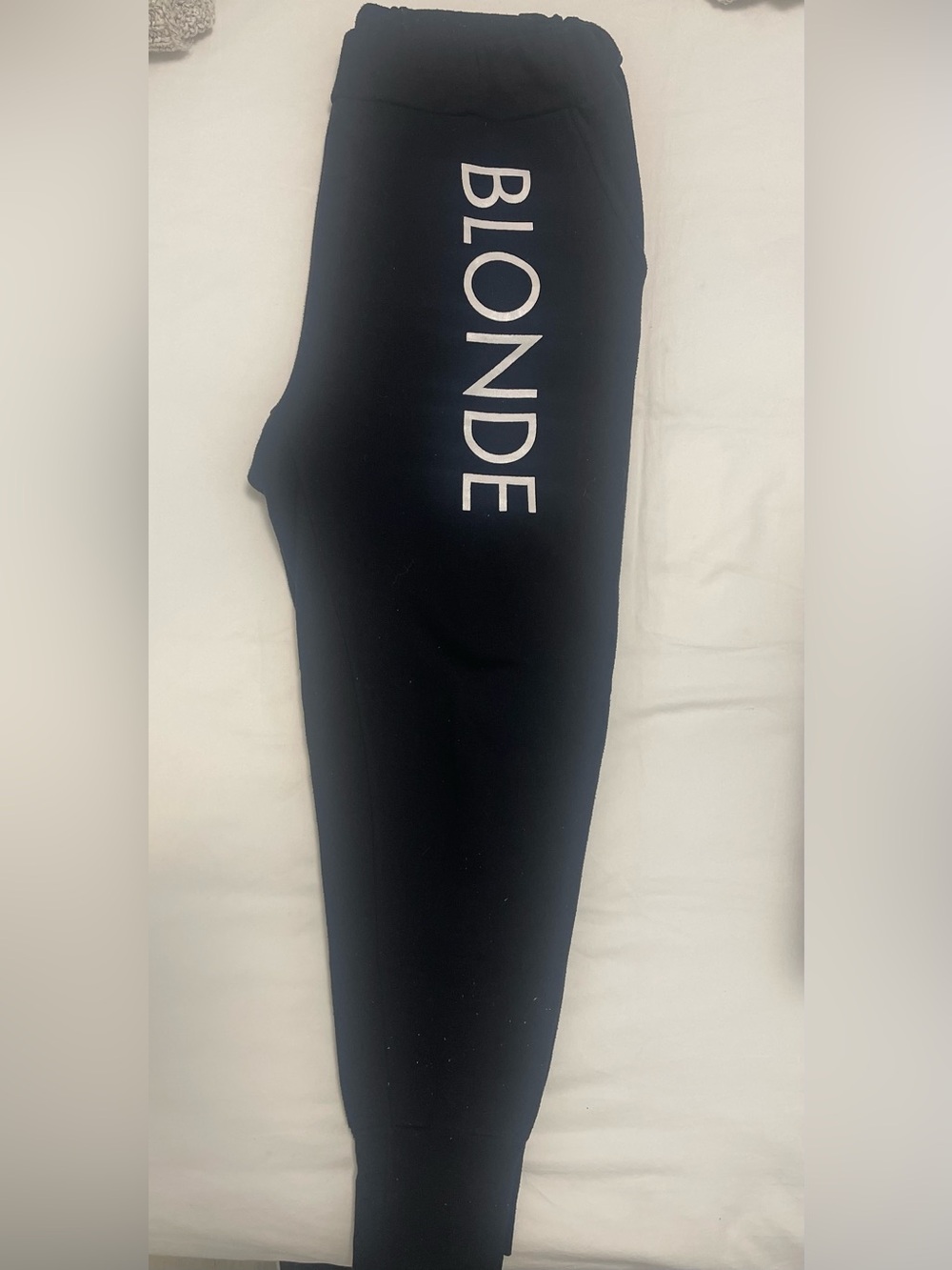 Brunette The Label Black Sweatpants with Vertical Blonde Logo